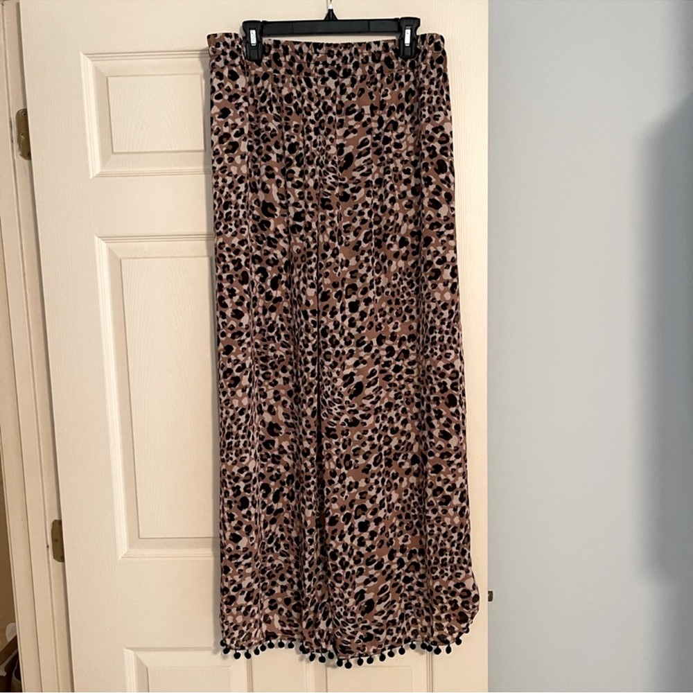 Swimsuit Cover-up Pants Leopard Sheer Tassel